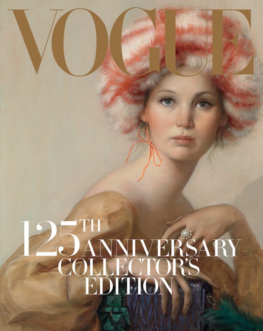 Portada revista Vogue September Issue Jennifer Lawrence retratada por John Currin | EstiloMarqués